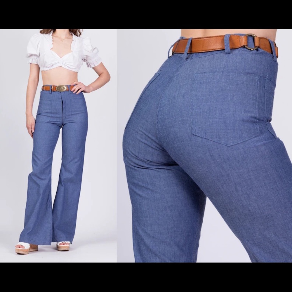 70s SEAFARER Deadstock Flared Unisex Sailor Jeans/Dungarees - Bell Bottoms